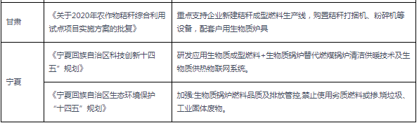 2020-2021年各省市生物質(zhì)鍋爐相關(guān)政策